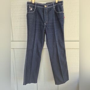 Vintage Braxton Classic Dark Blue Women's Straight Leg Jeans Embroidered 34